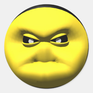 Yellow face that is angry. classic round sticker