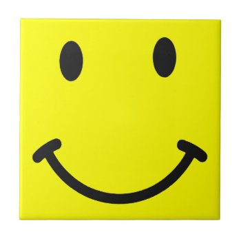 Yellow Face Tile Coaster by clonecire at Zazzle