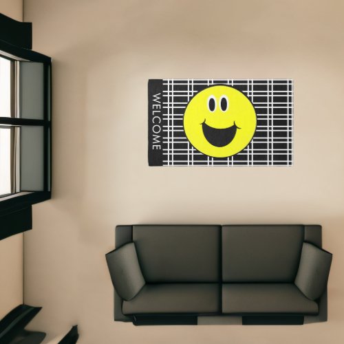 Yellow face with Smile Welcome area  Rug