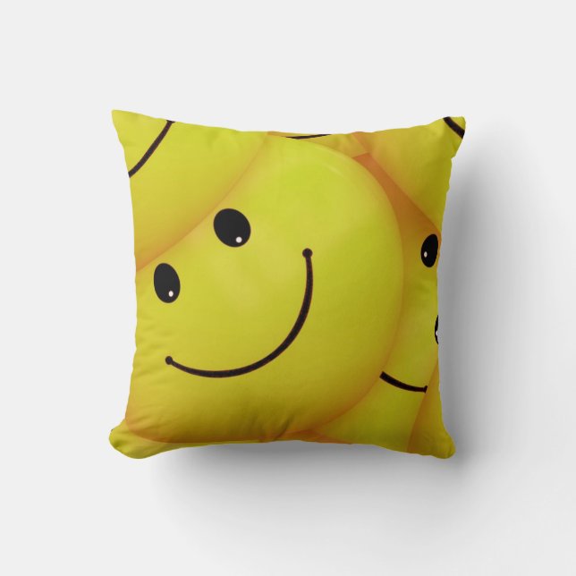 Yellow Faces Throw Pillow (Front)