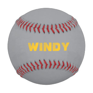 Yellow faded custom text on gray baseball