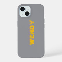 Yellow faded custom text on gray 