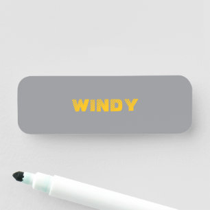 Yellow faded custom text on gray  name tag