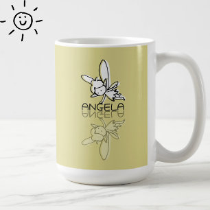 Yellow Fairy Reflection Doodle Custom Name Coffee Mug