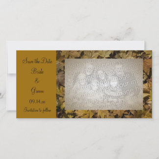 Yellow Fallen Leaves Save the Date Photo Card