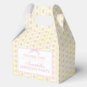 Yellow Fancy Floral Birthday Party Gable Favor Boxes
