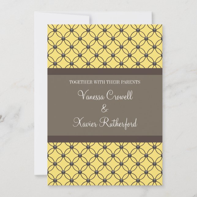 Yellow Fancy Lattice Wedding Invitation (Front)