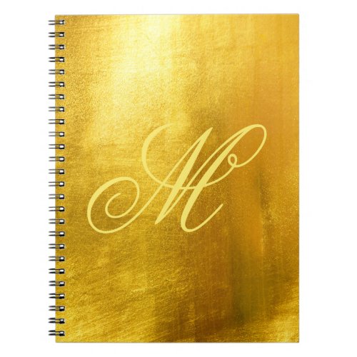 Yellow Fancy Monogram Shiny Faux Gold Foil Notebook