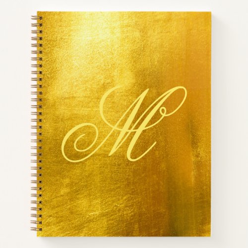 Yellow Fancy Monogram Shiny Faux Gold Foil Notebook