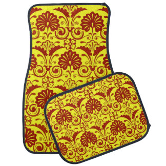 yellow fans and fronds print car floor mat