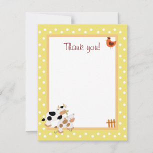 Yellow Farm Baby Moo Cow Flat Thank You notes