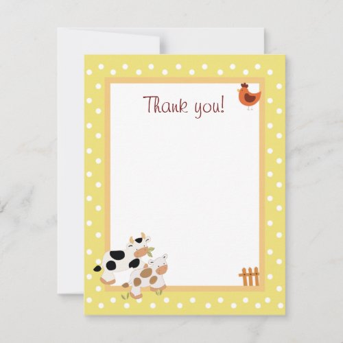 Yellow Farm Baby Moo Cow Flat Thank You notes