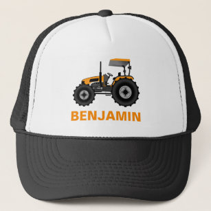 Yellow Farm Tractor Kids Trucker Hat