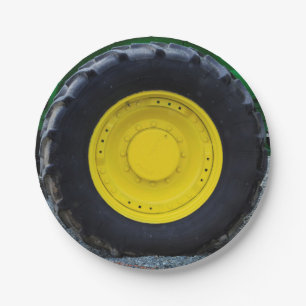 Yellow Farm Tractor Wheel Paper Plates