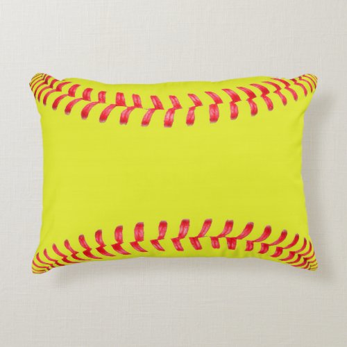 Yellow Fastpitch Softball Bedroom Accent Pillow