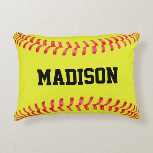 Yellow Fastpitch Softball Custom Accent Pillow