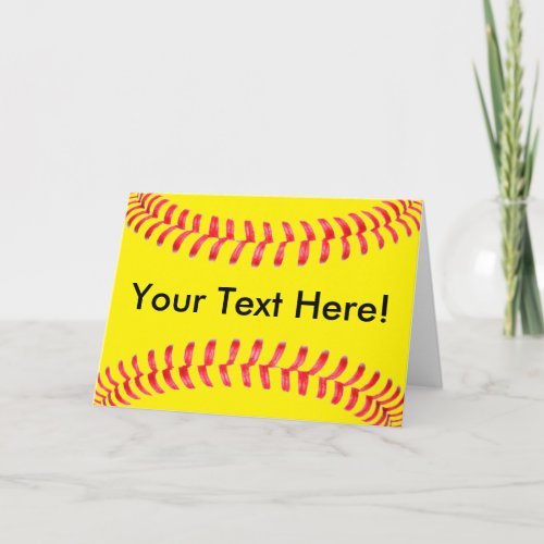 Yellow Fastpitch Softball Custom Greeting Card