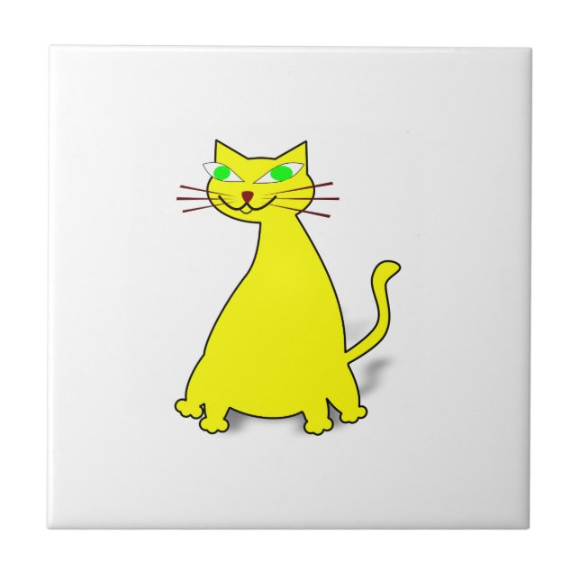 Yellow Fat Cat Ceramic Tile (Front)