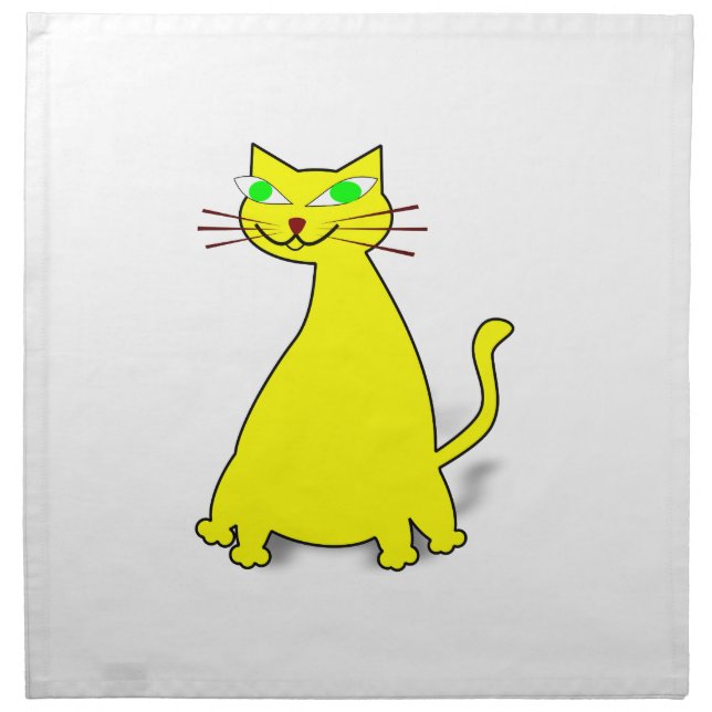 Yellow Fat Cat Cloth Napkin (Front)
