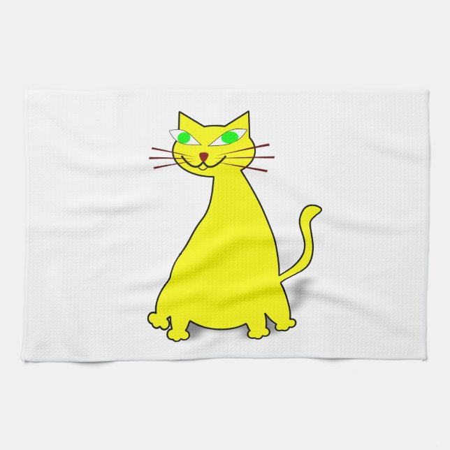 Yellow Fat Cat Kitchen Towel (Horizontal)