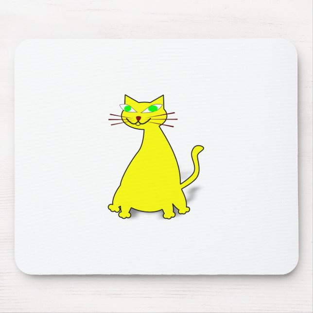 Yellow Fat Cat Mouse Pad (Front)