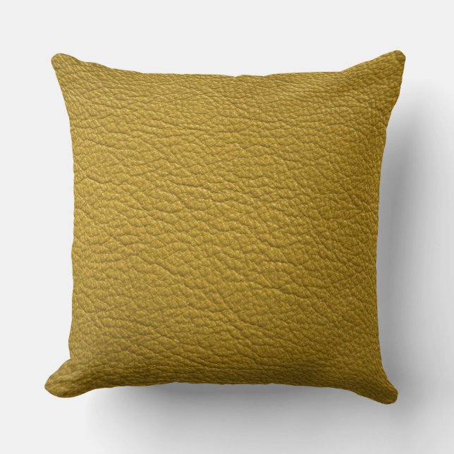Yellow Faux Leather Decorator Throw Pillow (Front)