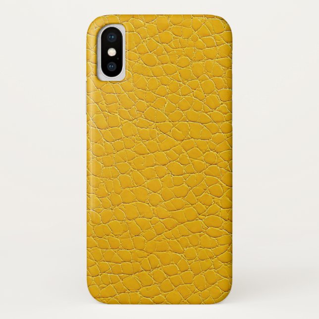 Yellow Faux Leather Modern Textured Design Case-Mate iPhone Case (Back)