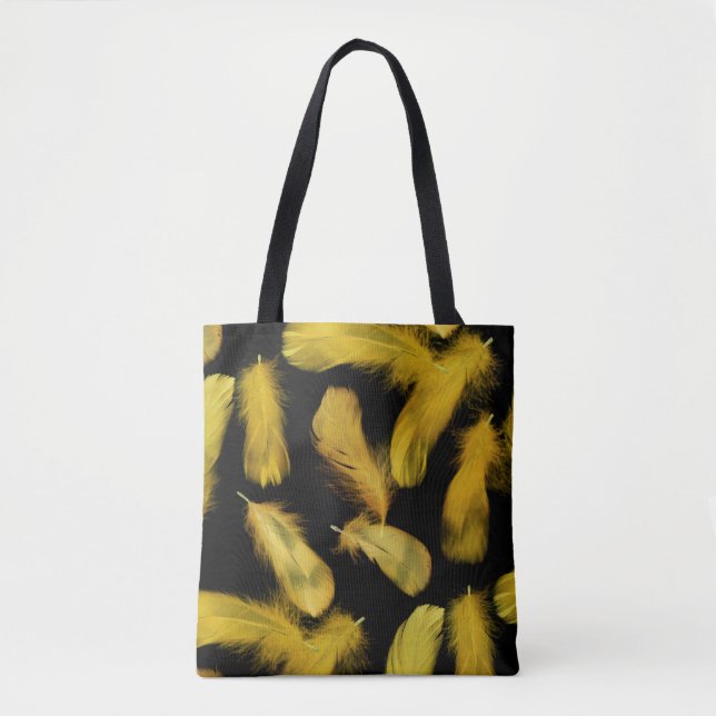 Yellow feathers pattern tote bag (Front)