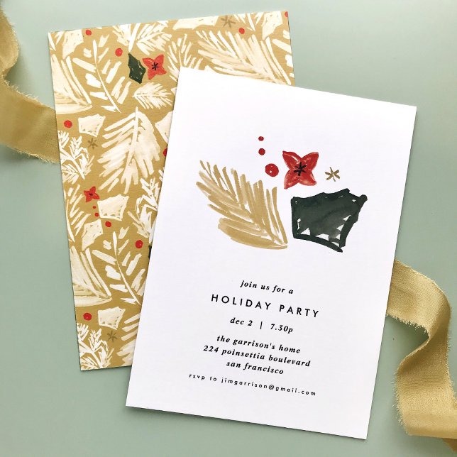 Yellow Festive Botanical Holiday Party Invitation (Creator Uploaded)