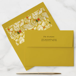 Yellow Festive Botanical Return Address Envelope