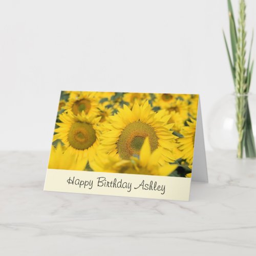 Yellow Field of Sunflowers Birthday Card