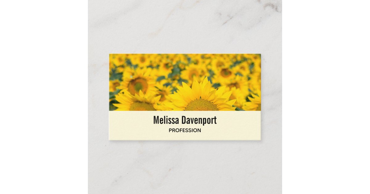 Yellow Field of Sunflowers Photograph Business Card | Zazzle