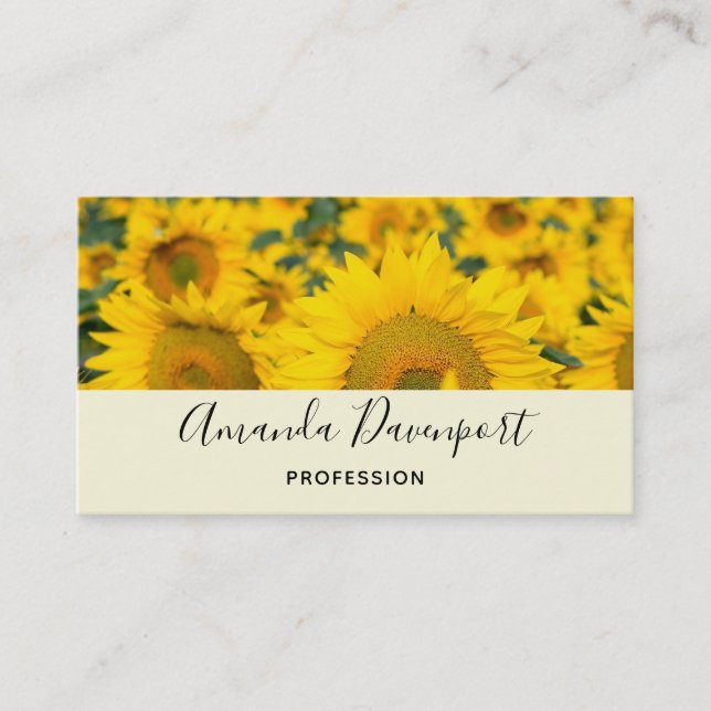 Yellow Field of Sunflowers Photograph Business Card (Front)