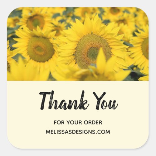 Yellow Field of Sunflowers Photograph Business Square Sticker