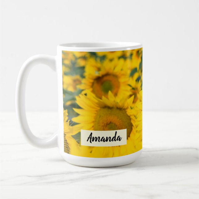 Yellow Field of Sunflowers Photograph Coffee Mug (Left)
