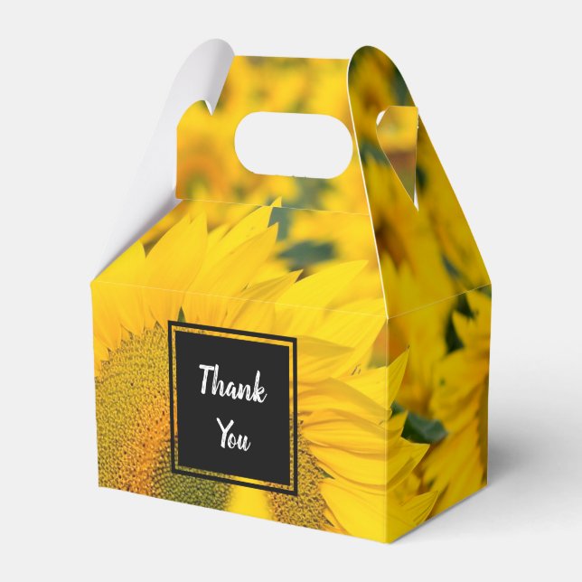  Yellow Field of Sunflowers Photograph Favor Boxes (Front Side)