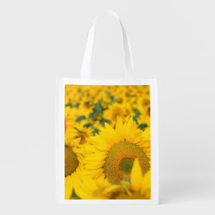 Yellow Field of Sunflowers Photograph Grocery Bag