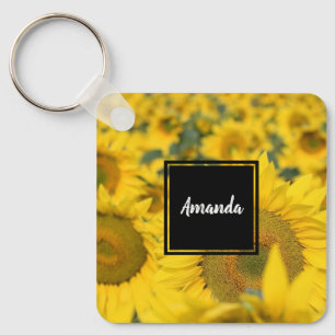 Yellow Field of Sunflowers Photograph Keychain