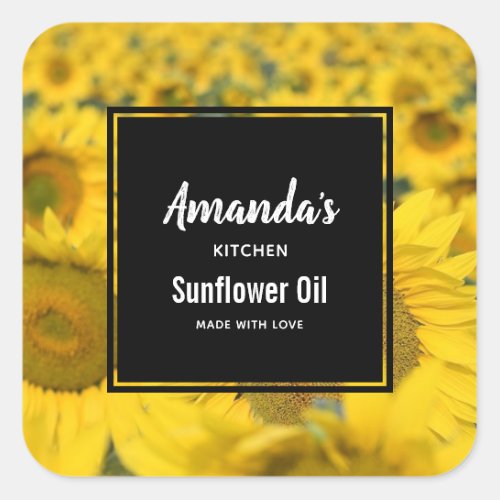 Yellow Field of Sunflowers Photograph Kitchen Square Sticker