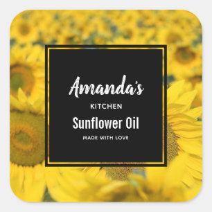 Yellow Field of Sunflowers Photograph Kitchen Square Sticker