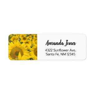 Yellow Field of Sunflowers Photograph Label