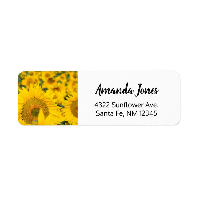 Yellow Field of Sunflowers Photograph Label (Front)