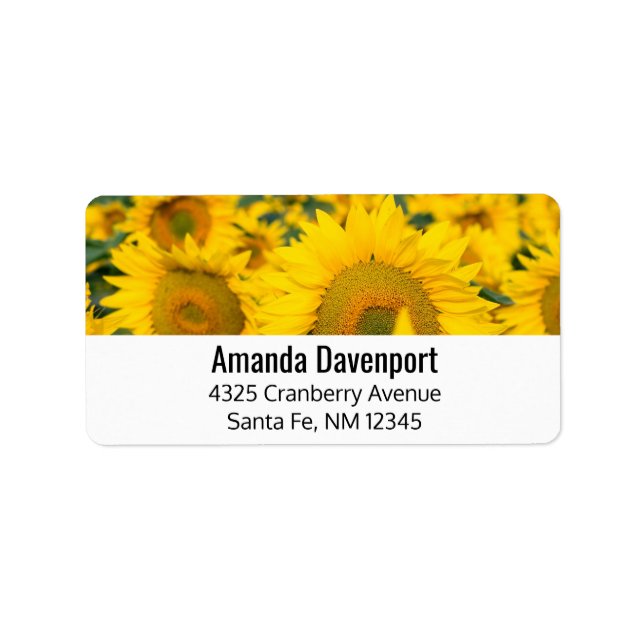 Yellow Field of Sunflowers Photograph Label (Front)