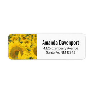 Yellow Field of Sunflowers Photograph Label