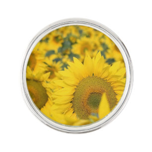 Yellow Field of Sunflowers Photograph Lapel Pin