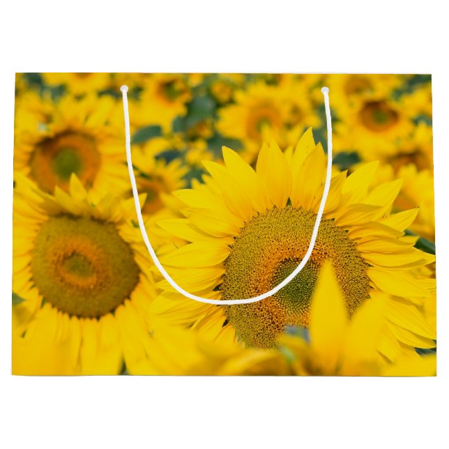 Yellow Field of Sunflowers Photograph Large Gift Bag (Front)