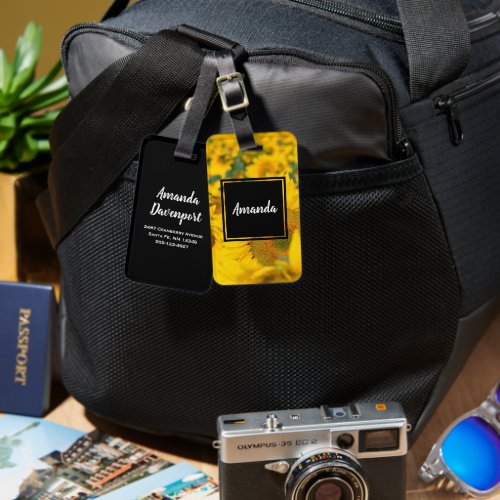 Yellow Field of Sunflowers Photograph Luggage Tag