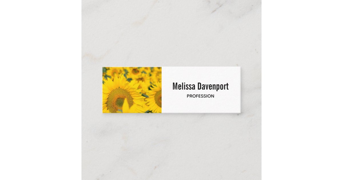 Yellow Field of Sunflowers Photograph Mini Business Card | Zazzle