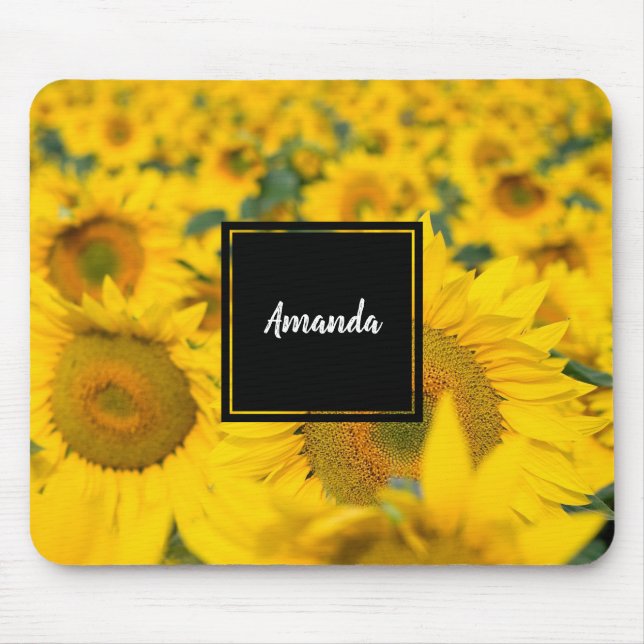 Yellow Field of Sunflowers Photograph Mouse Pad (Front)