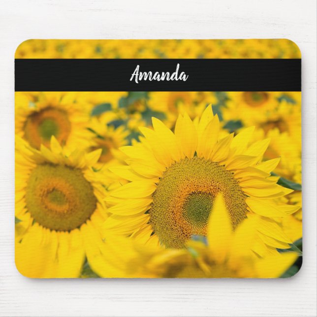Yellow Field of Sunflowers Photograph Mouse Pad (Front)